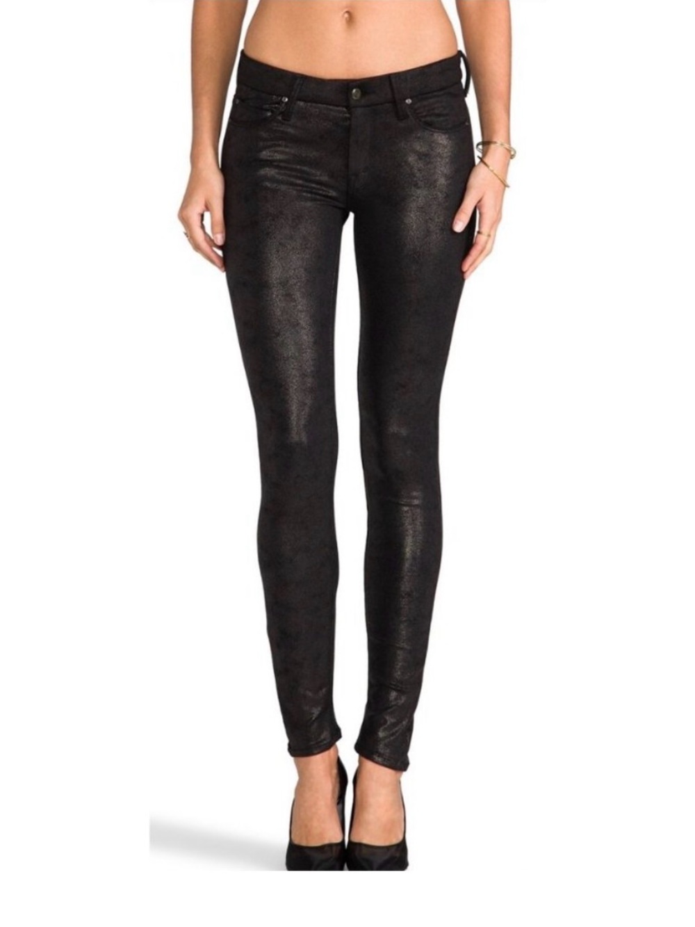 MOTHER the looker cracked shadow black skinny jeans size 27 womens